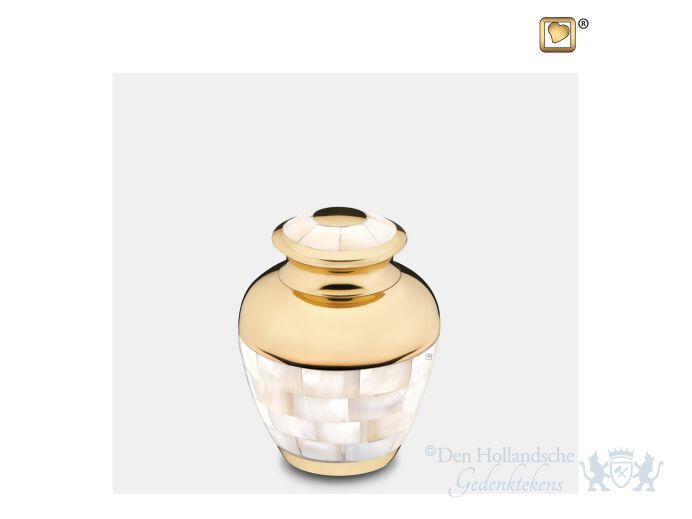 Mother of Pearl Keepsake Urn Pol Gold foto 1