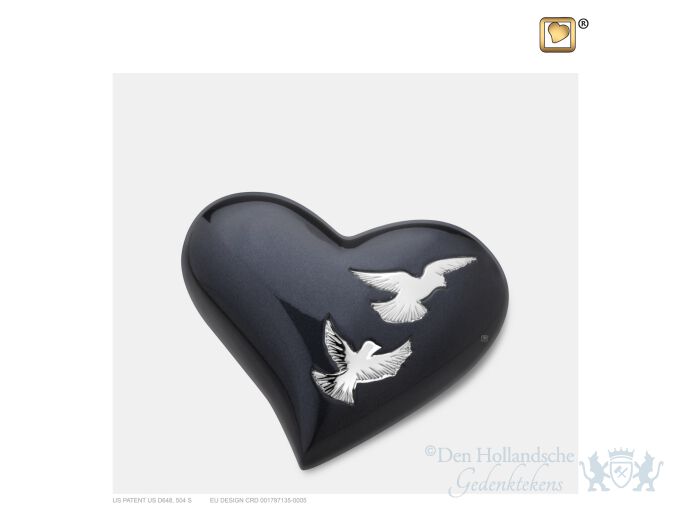 Nirvana Adieu Heart Keepsake Urn Midnight and Pol Silver foto 1