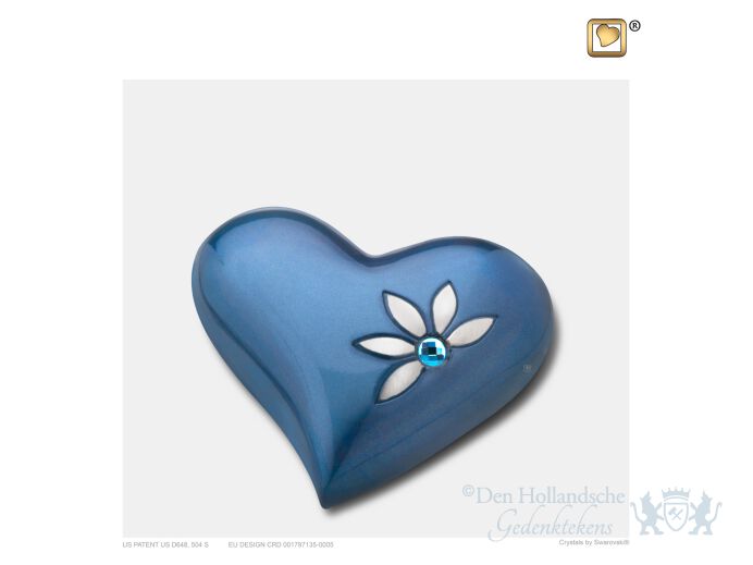 Nirvana Azure Heart Keepsake Urn Blue and Bru Pewter w/Swarov foto 1