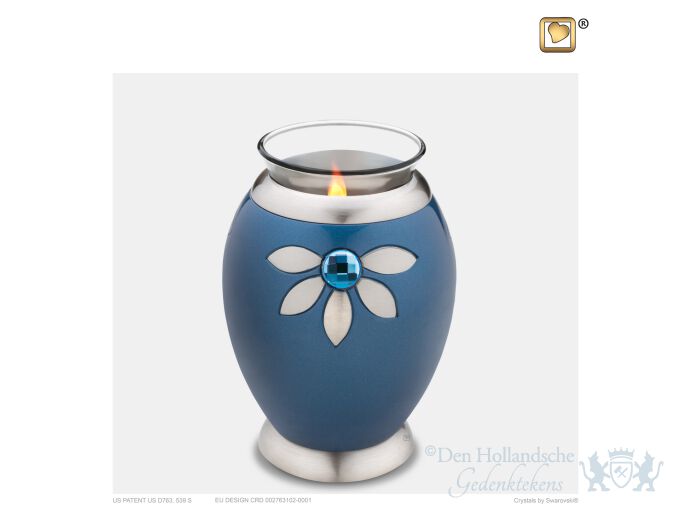 Nirvana Azure Tealight Urn Blue and Bru Pewter w/Swarovski&reg;  foto 1