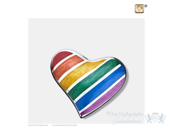 Pride Rainbow Heart Keepsake Urn Pol Silver foto 1