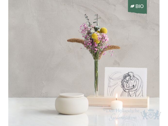 SERES mini &ndash; handgemaakte eco urne in zacht beige engobe foto 1