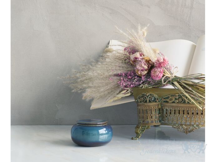 SERES mini &ndash; handgemaakte urne in groen &amp; blauw keramiek foto 1