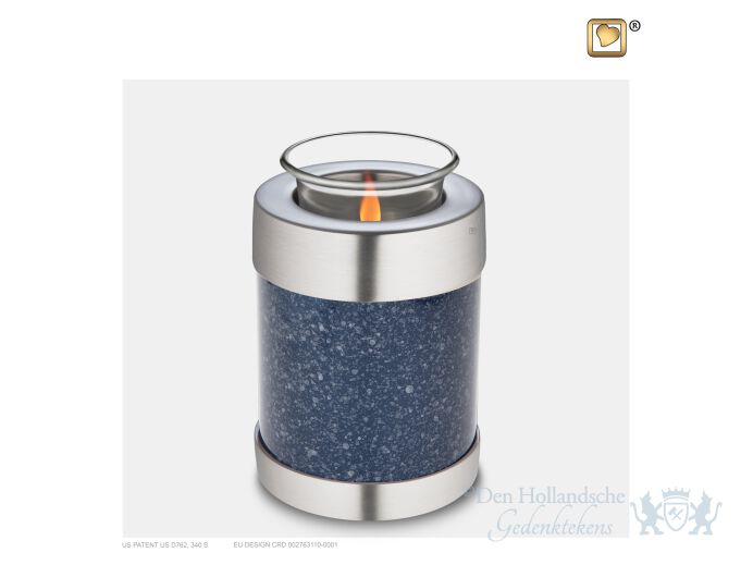 Tealight Urn Speckled Indigo and Bru Pewter foto 1