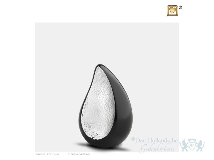 TearDrop Keepsake Urn Black and Hmd Silver foto 1