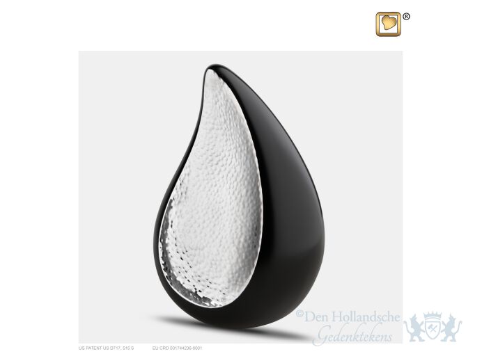 TearDrop Medium Urn Black and Hmd Silver foto 1