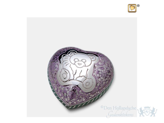 TeddyBear Heart Keepsake Urn Pink and Pol Silver foto 1