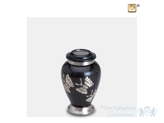 Tradional Butterflies Keepsake Urn Midnight and Bru Pewter foto 1