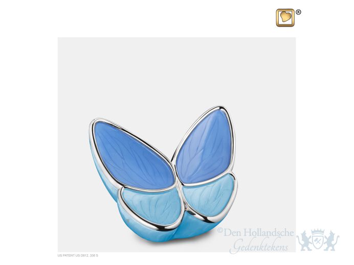 Wings of Hope Keepsake Urn Peal Blue and Pol Silver foto 1