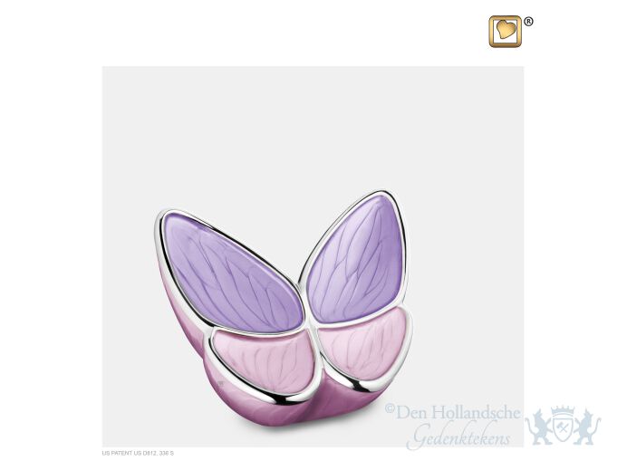 Wings of Hope Keepsake Urn Pearl Lavender and Pol Silver foto 1