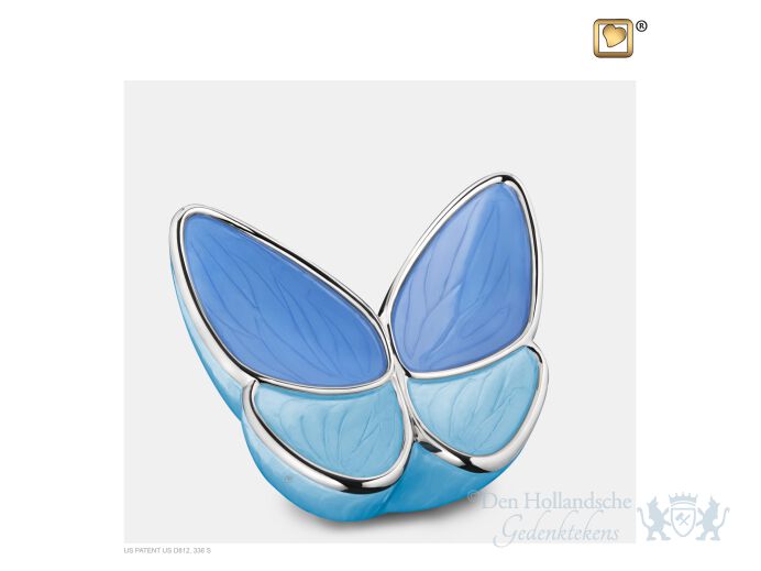 Wings of Hope Medium Urn Peal Blue and Pol Silver foto 1