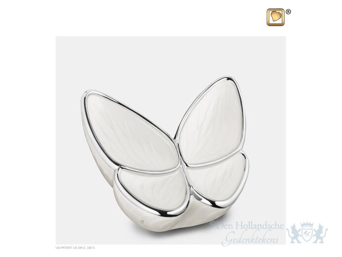 Wings of Hope Medium Urn Pearl White and Pol Silver foto 1