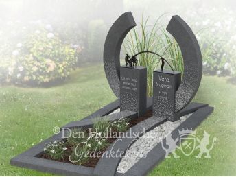 Modern granieten grafmonument met brons