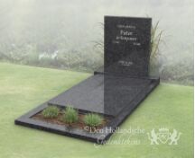 Moderne budget grafsteen met dekplaat en bloemstrook foto 2