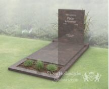 Moderne budget grafsteen met dekplaat en bloemstrook foto 3