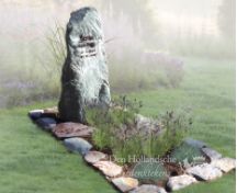 Natuurlijk grafmonument met flagstones en bronzen letters foto 1