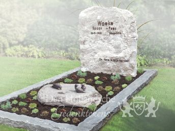 Natuurlijk grafmonument met ruwe witte steen