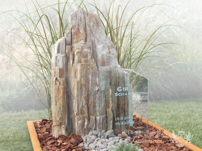 Natuurlijk grafmonument met versteend hout foto 1