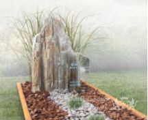 Natuurlijk grafmonument met versteend hout foto 2