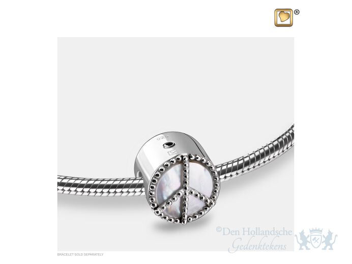 Peace Mother of Pearl Ashes Bead Pol Silver foto 1