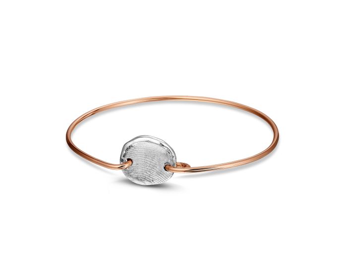 Rose gouden armband met in zilver gegoten vingerafdruk foto 1