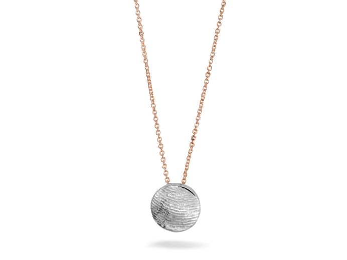 Rose gouden collier met in zilver gegoten vingerafdruk foto 1