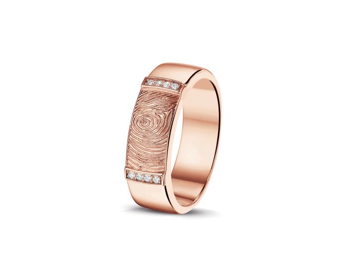 Rose gouden ring met vingerafdruk en diamanten foto 1