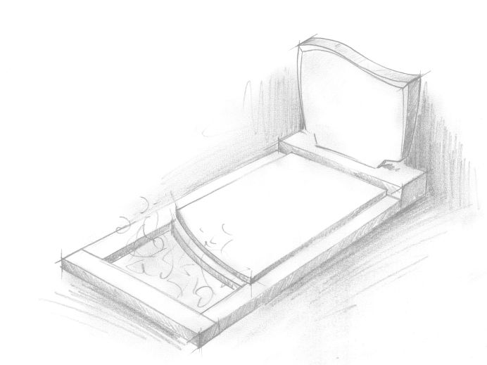 Schets eenvoudig monument met bloemsparing foto 1