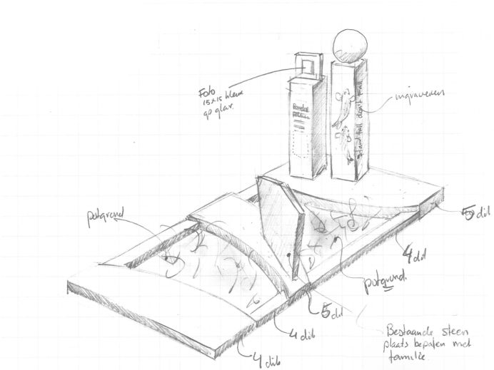 Schets exclusief monument met twee zuilen foto 1
