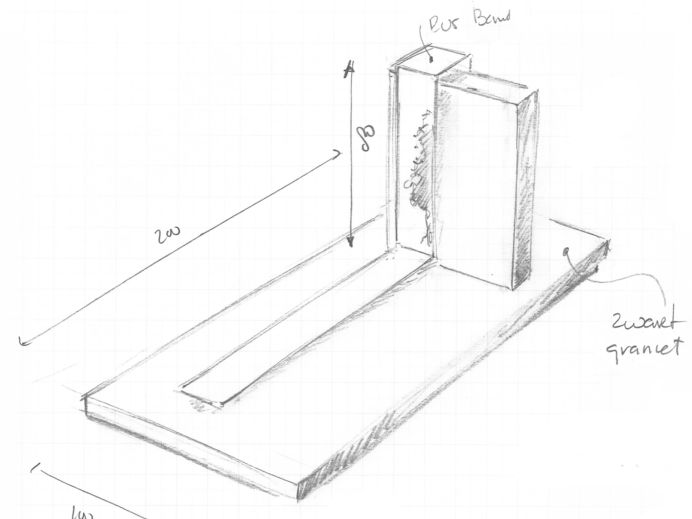 Schets grafmonument met RVS strook foto 1