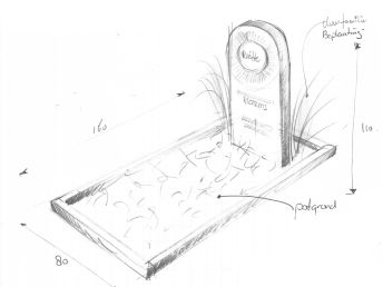 Schets grafmonument met zuil