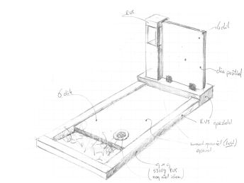 Schets grafsteen met glasplaat en RVS lantaarn