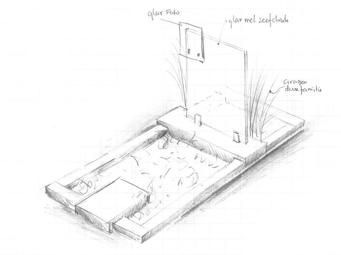 Schets grafsteen met glasplaten foto 1