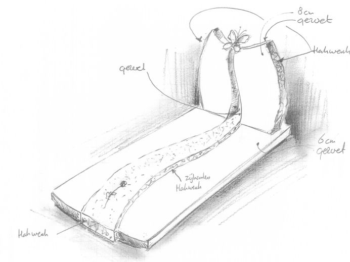 Schets grafsteen met rivier en vlinder foto 1