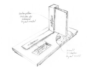 Schets grafsteen met RVS strip