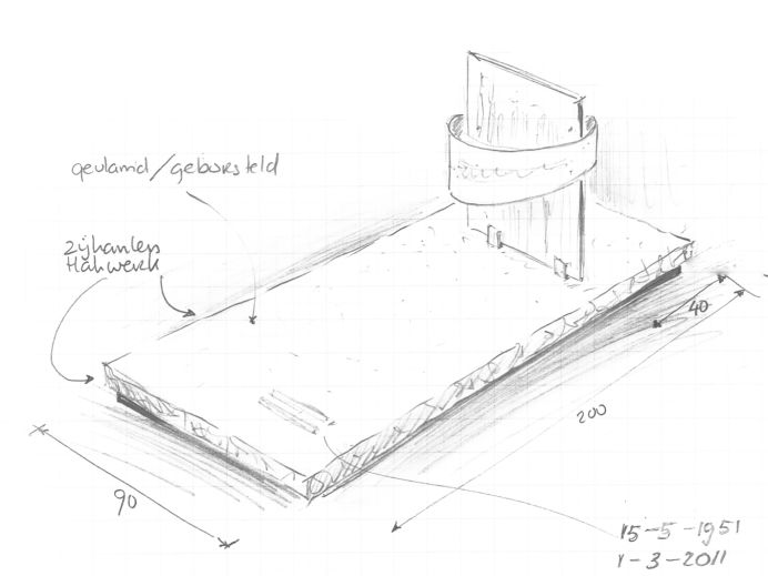 Schets grafzerk met glasplaat en RVS band foto 1