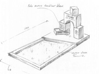 Schets kindermonument met blokken