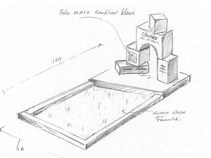 Schets kindermonument met blokken foto 1