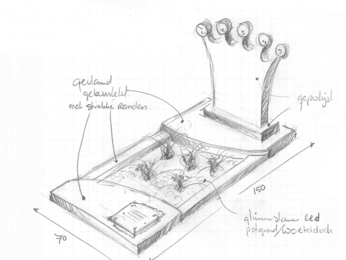 Schets kindermonument met kroon foto 1