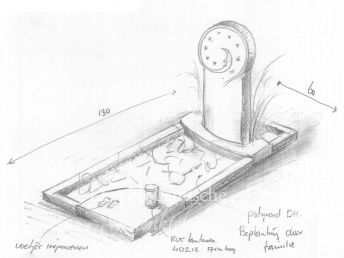 Schets kindermonument met maan