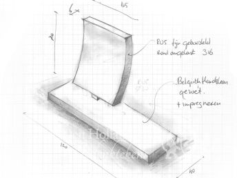 Schets kort graf met RVS letterplaat