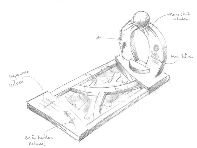 Schets modern grafmonument met bol foto 1