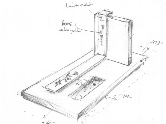 Schets moderne grafsteen met RVS strip foto 1