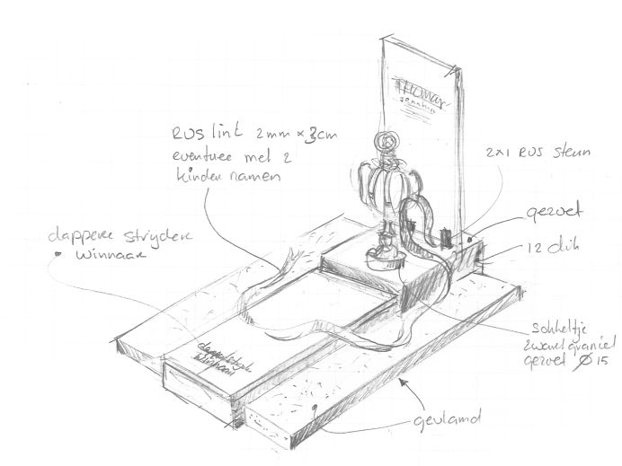 Schets persoonlijk grafmonument met glasplaat foto 1