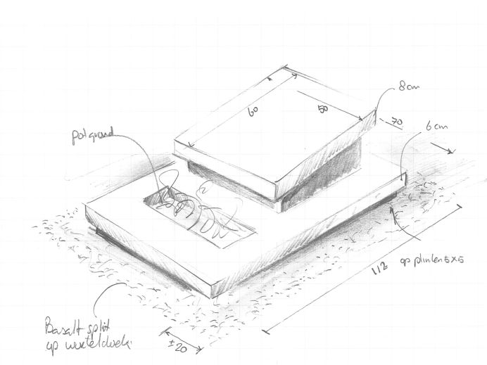 Schets urnenmonument met bloemsparing foto 1