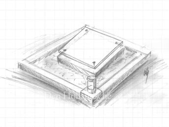 Schets urnenmonument met glasplaat