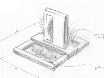 Schetsontwerp grafsteen met RVS plaat