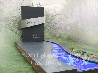 Sierlijk grafmonument met glas en rvs