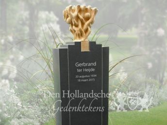 Staand grafmonument met bladgoud ornament