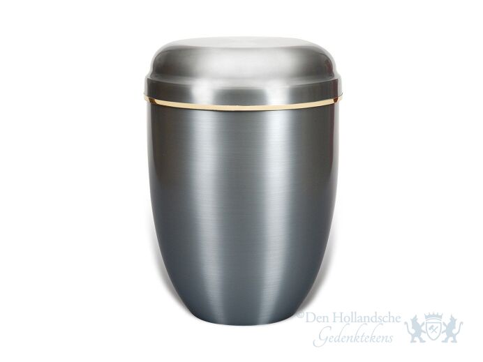 Aluminium urn met dun goud randje foto 1
